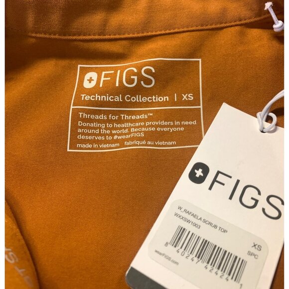 Figs Technical Collection W. Rafaela Scrub Top XS Extra Small Burnt Orange New - Picture 11 of 12